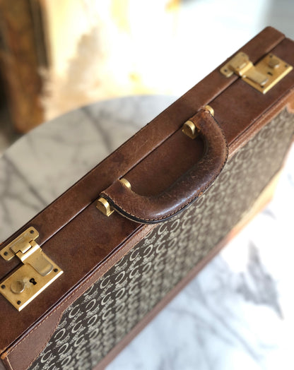 CELINE C Macadam Jacquard Trunk Travelbag Brown Vintage Old CELINE 7idt68