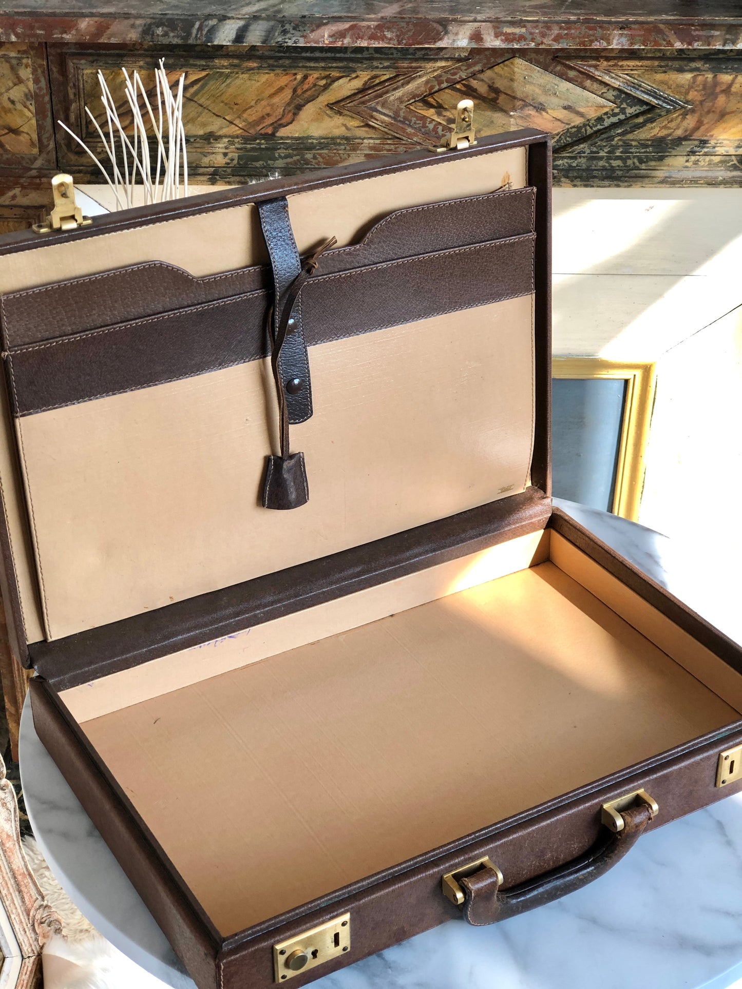 CELINE C Macadam Jacquard Trunk Travelbag Brown Vintage Old CELINE 7idt68