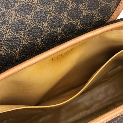 CELINE Macadam Blason logo Crossbody Shoulder bag Brown vintage Old Celine uytsw2