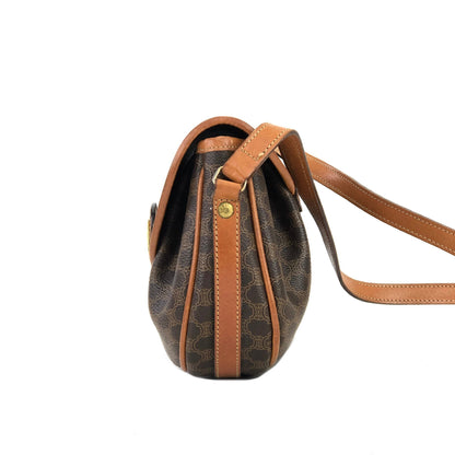CELINE Macadam Blason logo Crossbody Shoulder bag Brown vintage Old Celine uytsw2