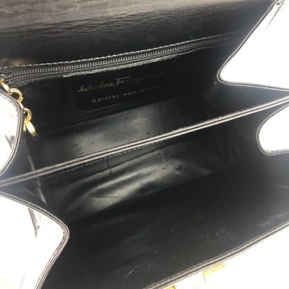 Salvatore Ferragamo Gancini Crossbody Handbag Shoulderbag Black Vintage Old wufary