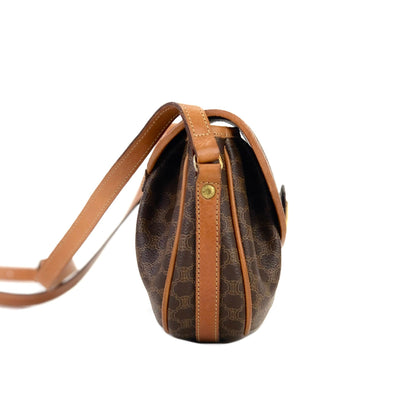 CELINE Macadam Blason logo Crossbody Shoulder bag Brown vintage Old Celine uytsw2