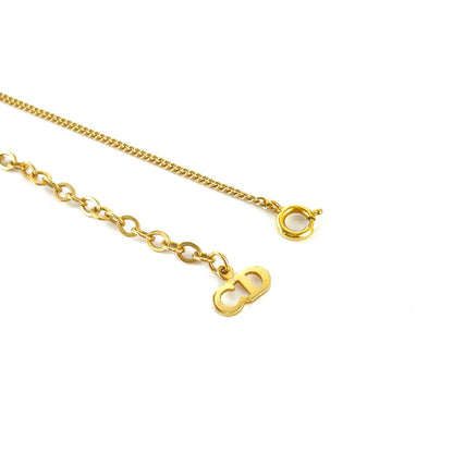 Christian Dior CD logo Oval Necklace Gold Vintage Old 5eym3m