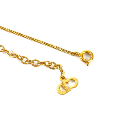 Christian Dior CD logo Oval Necklace Gold Vintage Old 5eym3m