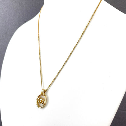 Christian Dior CD logo Oval Necklace Gold Vintage Old 5eym3m