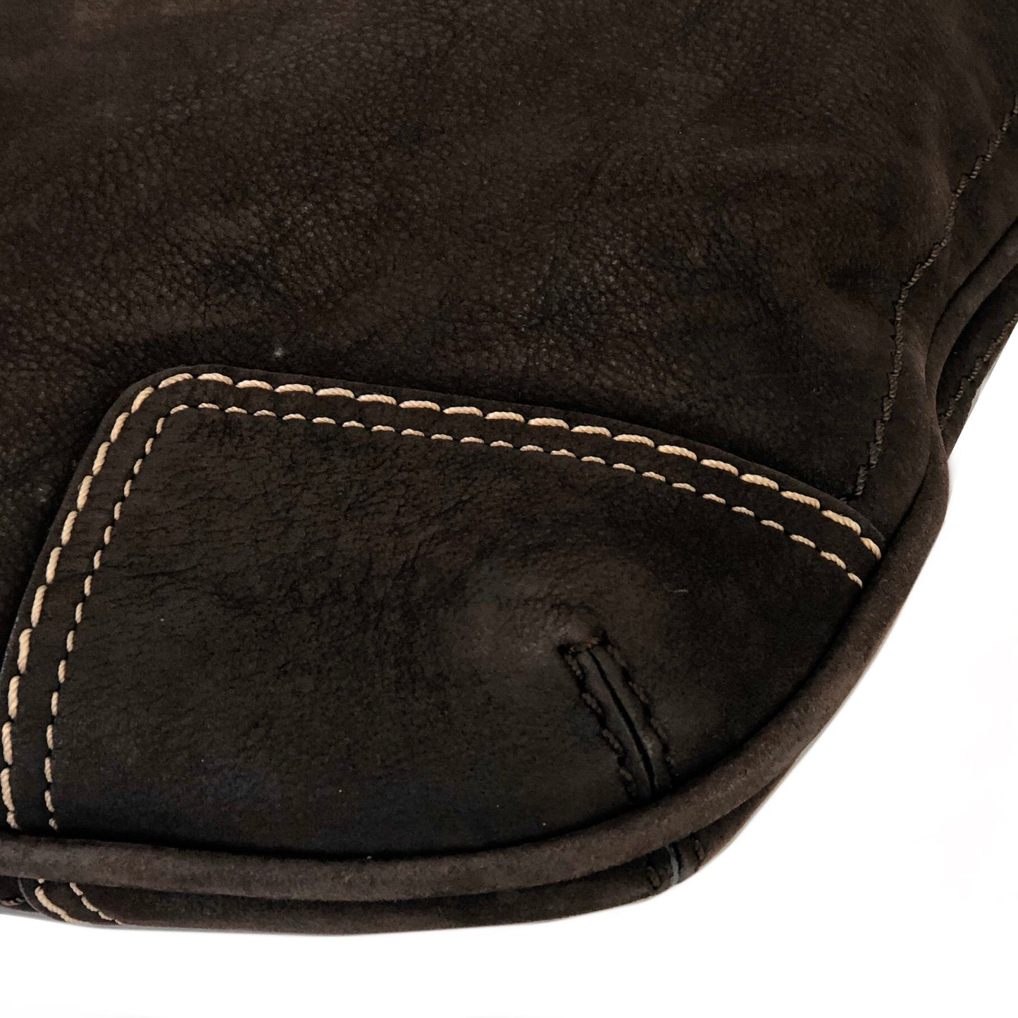 LOEWE Anagram logo Nubuck leather Shoulder bag Brown Vintage Old 2nkwhw
