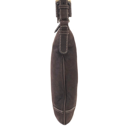 LOEWE Anagram logo Nubuck leather Shoulder bag Brown Vintage Old 2nkwhw