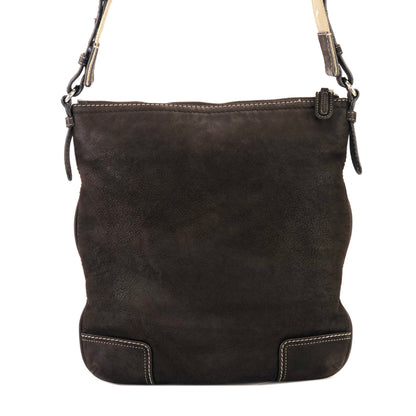 LOEWE Anagram logo Nubuck leather Shoulder bag Brown Vintage Old 2nkwhw