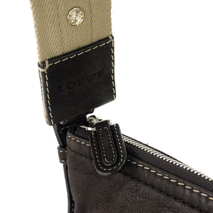 LOEWE Anagram logo Nubuck leather Shoulder bag Brown Vintage Old 2nkwhw