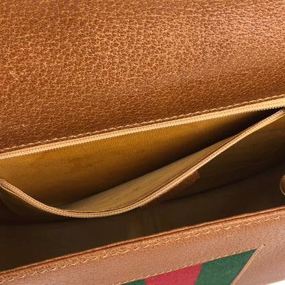 GUCCI Sherry line Buckle Round Crossbody Shoulder bag Brown Old Gucci vintage 8rt3yb