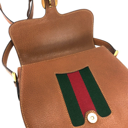 GUCCI Sherry line Buckle Round Crossbody Shoulder bag Brown Old Gucci vintage 8rt3yb
