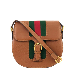 GUCCI Sherry line Buckle Round Crossbody Shoulder bag Brown Old Gucci vintage 8rt3yb