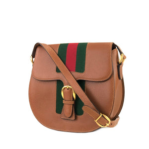 GUCCI Sherry line Buckle Round Crossbody Shoulder bag Brown Old Gucci vintage 8rt3yb
