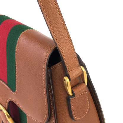 GUCCI Sherry line Buckle Round Crossbody Shoulder bag Brown Old Gucci vintage 8rt3yb