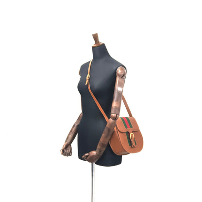 GUCCI Sherry line Buckle Round Crossbody Shoulder bag Brown Old Gucci vintage 8rt3yb