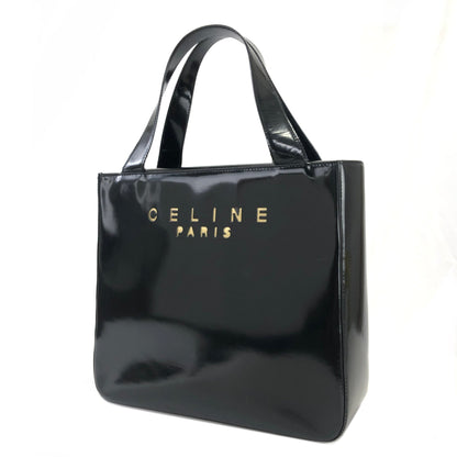 CELINE 鏤空標誌漆皮手提包黑色復古舊款 Celine yie8jb
