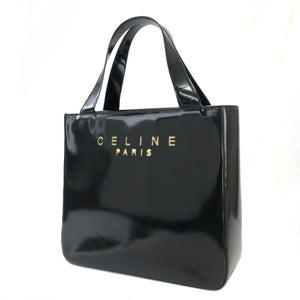 CELINE Cutout logo Patent leather Handbag Black Vintage Old Celine yie8jb