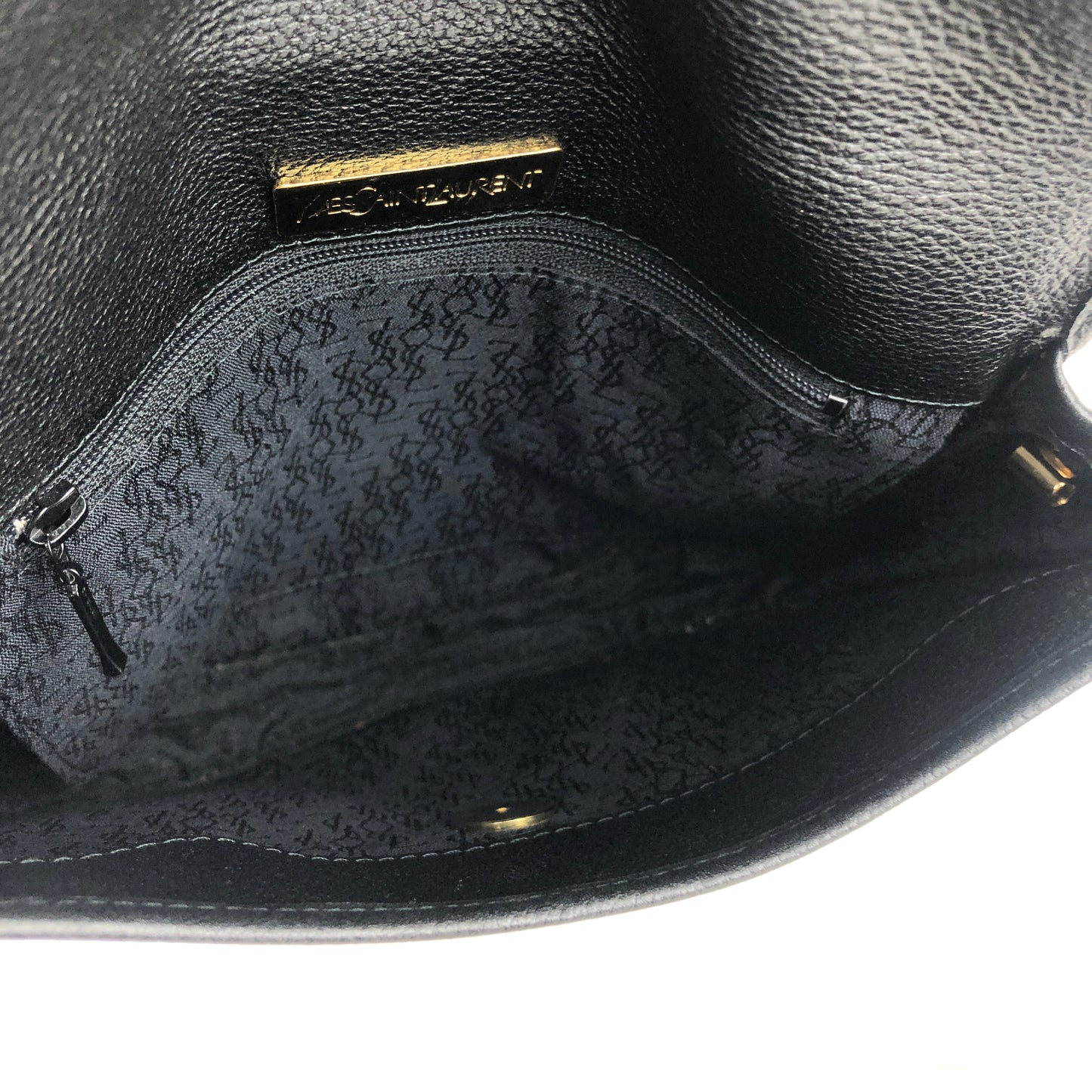 Yves Saint Laurent YSL logo Round Shoulder bag Black Vintage Old 63wbyu
