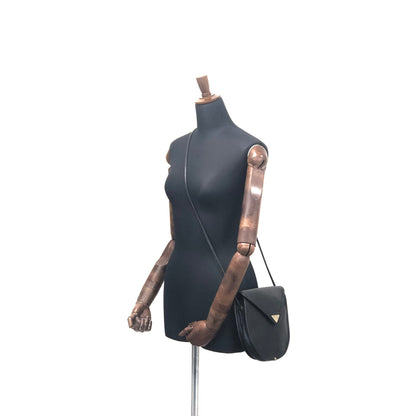 Yves Saint Laurent YSL logo Round Shoulder bag Black Vintage Old 63wbyu