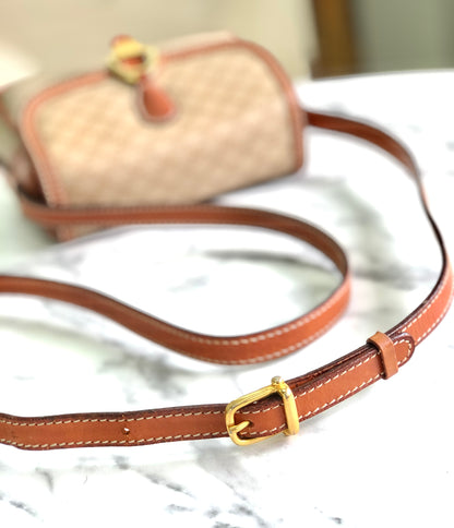 CELINE Macadam Horsebit PVC Leather Pochette Mini Bag Shoulder Bag Beige vintage Old Celine rycwjg