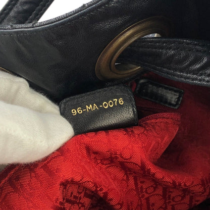 Christian Dior Cannage Lady dior D Charm Drawstring Shoulder bag  Black Vintage Old eh247e