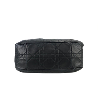 Christian Dior Cannage Lady dior D Charm Drawstring Shoulder bag  Black Vintage Old eh247e