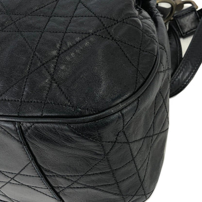 Christian Dior Cannage Lady dior D Charm Drawstring Shoulder bag  Black Vintage Old eh247e