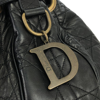Christian Dior Cannage Lady dior D Charm Drawstring Shoulder bag  Black Vintage Old eh247e