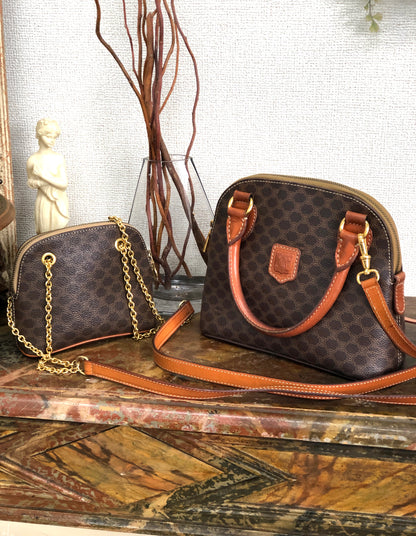 CELINE Macadam Chain Crossbody Mini Shoulderbag Brown Vintage Old Celine sjs8e3