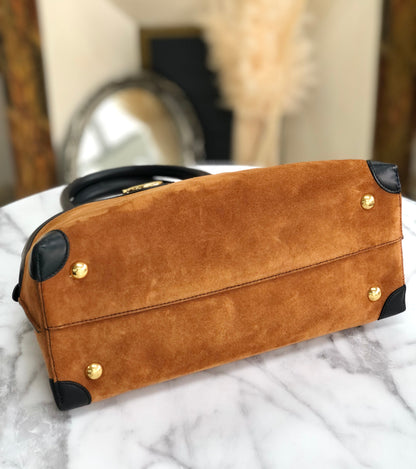 Salvatore Ferragamo Gancini Suede Crossbody Shoulderbag Handbag Brown Vintage Old vbcejj