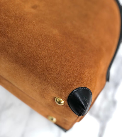 Salvatore Ferragamo Gancini Suede Crossbody Shoulderbag Handbag Brown Vintage Old vbcejj