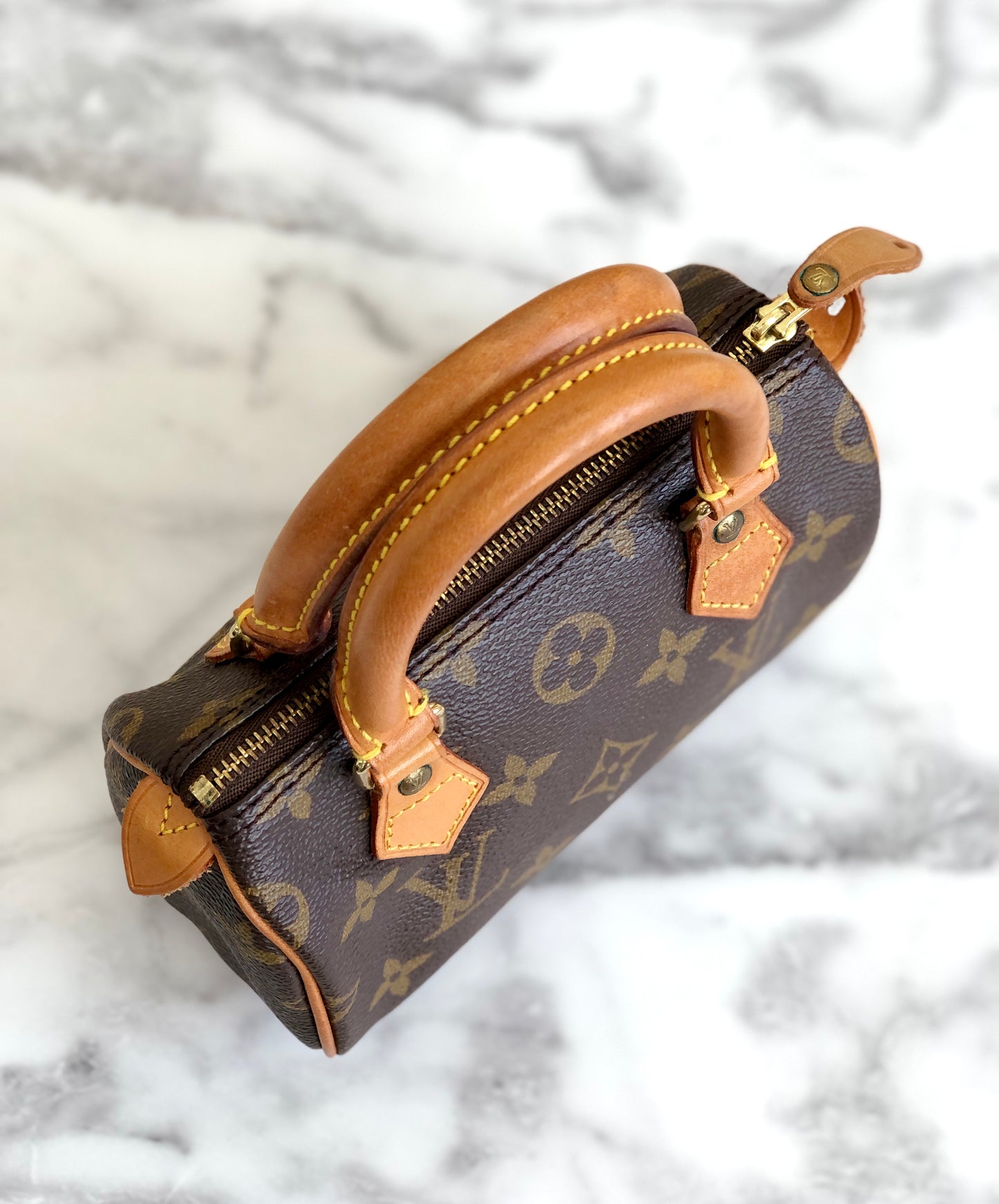 LOUIS VUITTON Monogram Mini Speedy Small Handbag M41534 Brown Vintage Old arzgrf