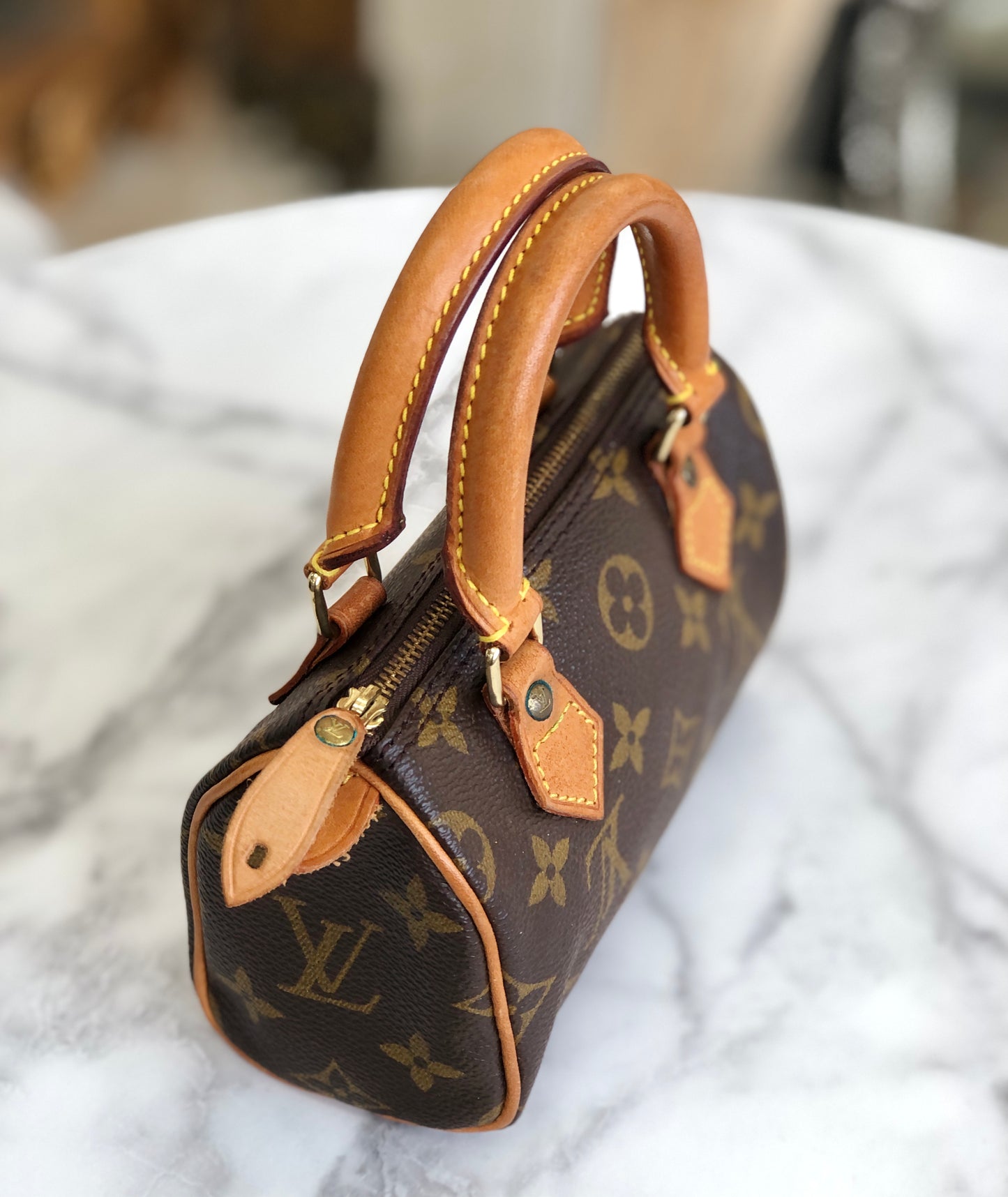 LOUIS VUITTON Monogram Mini Speedy Small Handbag M41534 Brown Vintage Old arzgrf