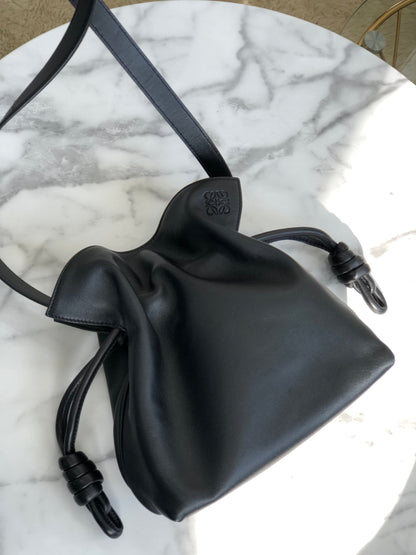 LOEWE Flamenco Knot Small Drawstring Shoulder bag Black 8v65a4
