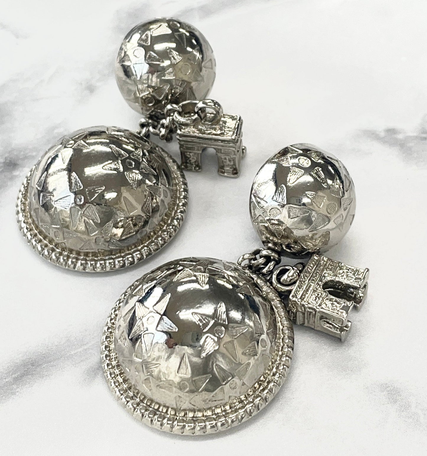 CELINE Starball Stone Arc de Triomphe Earrings Silver Accessories Vintage Old CELINE 6xx4s8