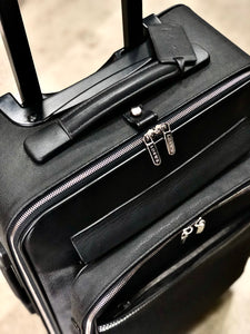 LOEWE  PVC×leather embossed suitcase trolley bag　black vintage old eb5cut