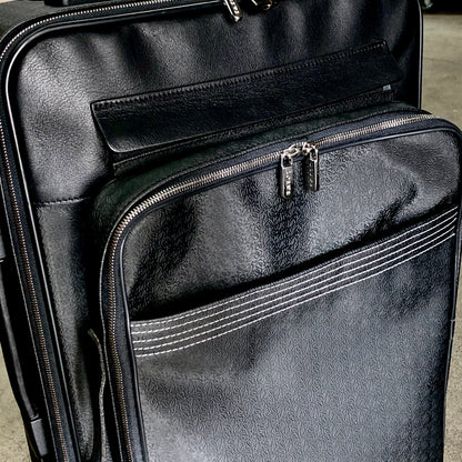 LOEWE  PVC×leather embossed suitcase trolley bag　black vintage old eb5cut