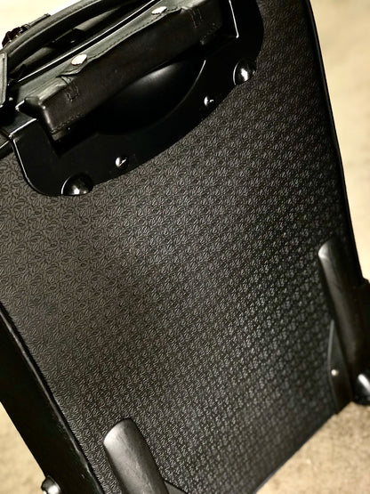 LOEWE  PVC×leather embossed suitcase trolley bag　black vintage old eb5cut