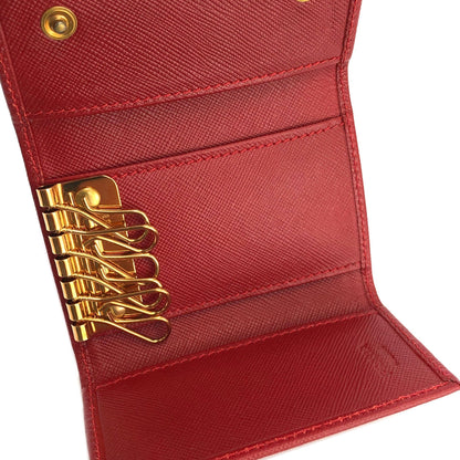 PRADA Triangle logo 6 Key holder Red Accessories Vintage Old ky7k2u