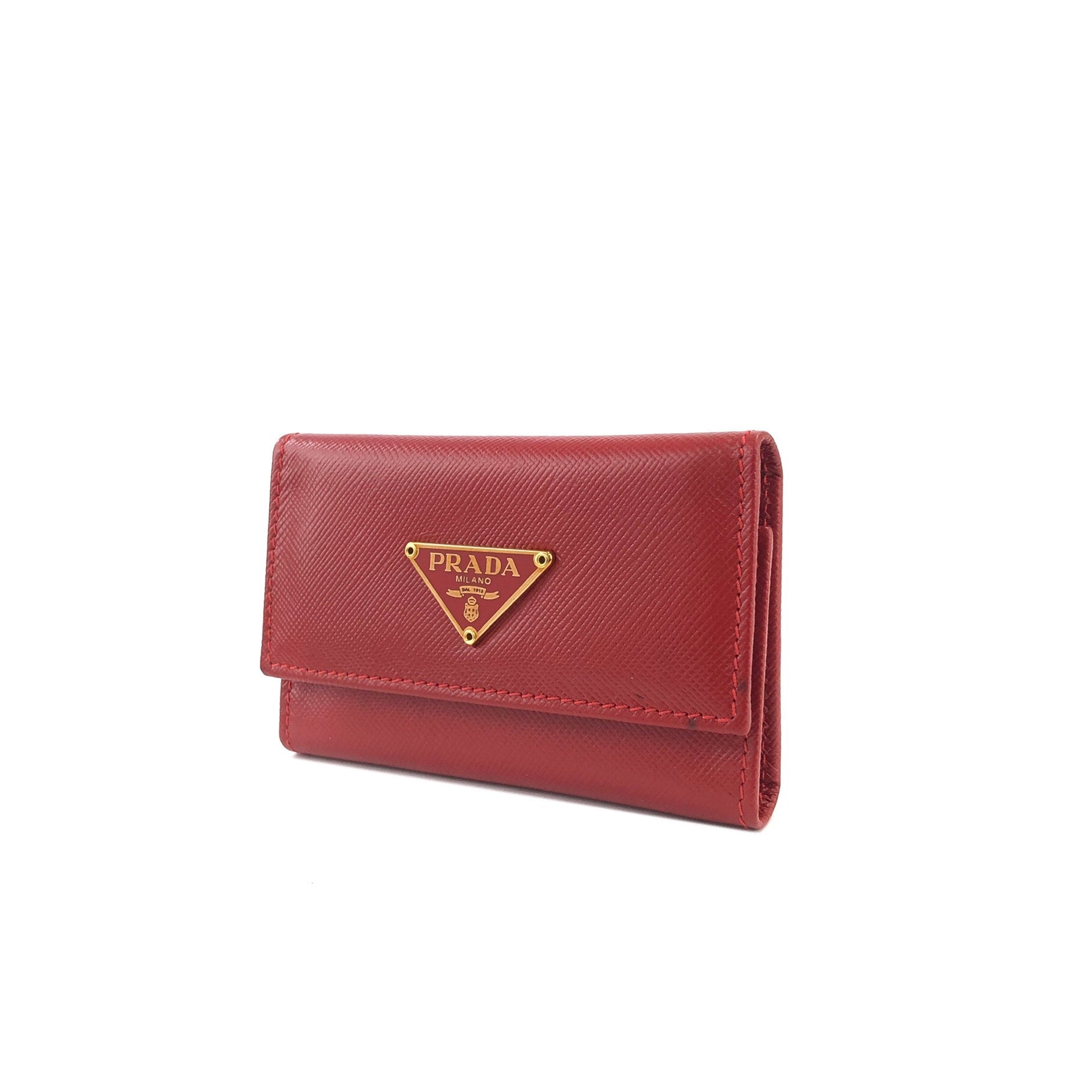 Prada Saffiano Leather Red Key Holder Wallet