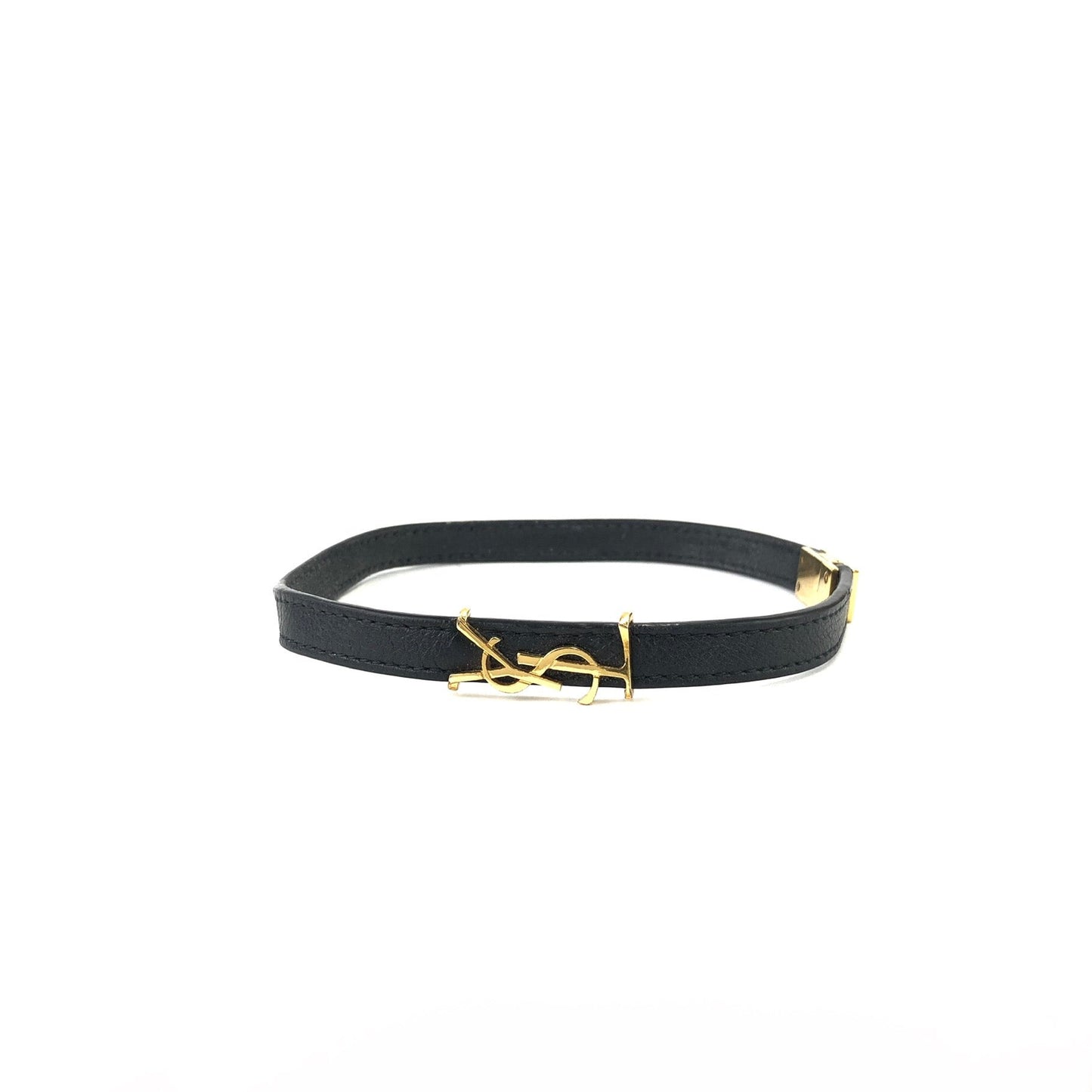 Yves Saint Laurent YSL logo Bracelet Black Vintage Old Accessories 534hvt