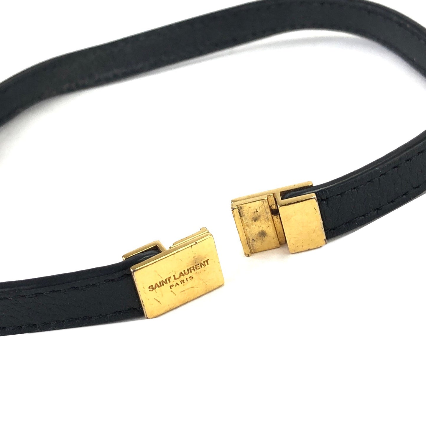 Yves Saint Laurent YSL logo Bracelet Black Vintage Old Accessories 534hvt