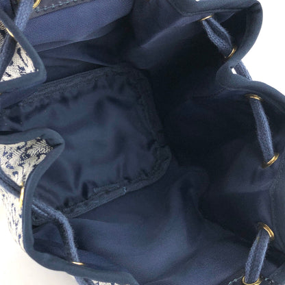 CELINE C Macadam Triomphe Drawstring Pouch Handbag Microbag Navy Vintage Old Celine 62hxns