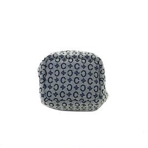 CELINE C Macadam Triomphe Drawstring Pouch Handbag Microbag Navy Vintage Old Celine 62hxns