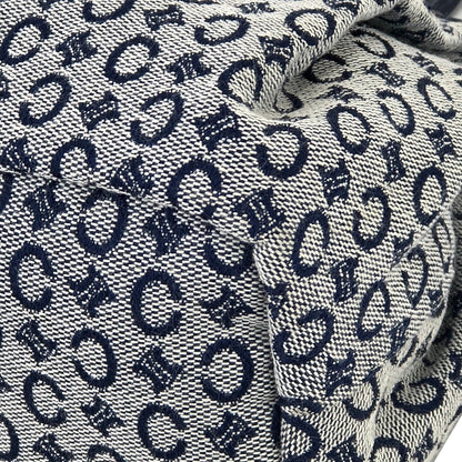 CELINE C Macadam Triomphe Drawstring Pouch Handbag Microbag Navy Vintage Old Celine 62hxns