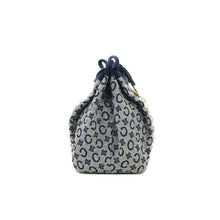 Load image into Gallery viewer, CELINE C Macadam Triomphe Drawstring Pouch Handbag Microbag Navy Vintage Old Celine 62hxns
