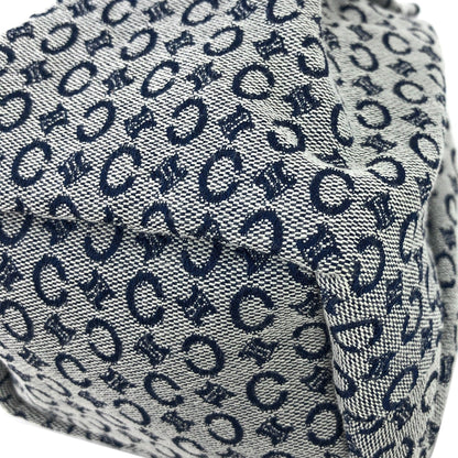 CELINE C Macadam Triomphe Drawstring Pouch Handbag Minibag Navy Vintage Old Celine xmursd
