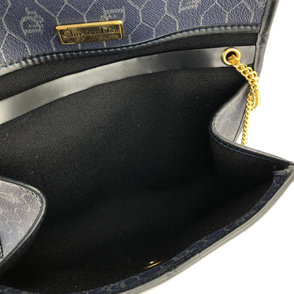 Christian Dior Logo Honeycomb Pattern Chain Crossbody Shoulderbag Navy Vintage Old pza5rt