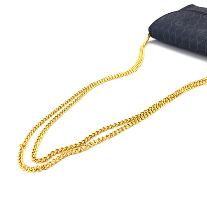 Christian Dior Logo Honeycomb Pattern Chain Crossbody Shoulderbag Navy Vintage Old pza5rt