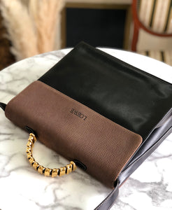 LOEWE Velazquez Logo Suede Leather Metal Handle 2way Shoulder bag Handbag Brown Black Vintage old 4h22hz